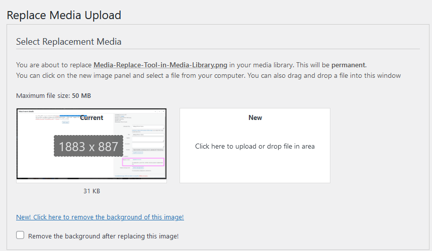 Media Replace - upload a new file